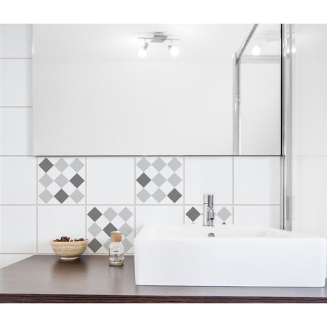 Adhésif Carrelage Sol Scacchiera 20x20cm x4 - Idéal pour Homestaging et Décoration Intérieure (1/2)