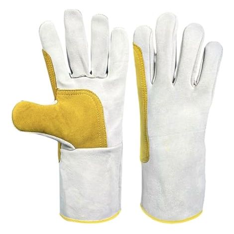 Gants de travail, gants de soudage en cuir de vachette, résistants à la chaleur, ignifugés et anti-coupures, matériaux pour équipements de soudage au four (1/5)