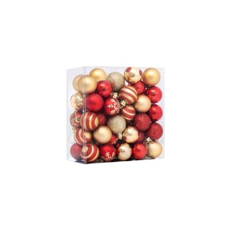 Palline di Natale, 50 pezzi di decorazioni per albero di Natale, palline di Natale rosse e oro, decorazioni per albero di Natale con cordino per Natale, matrimoni, feste di compleanno - Crezuo