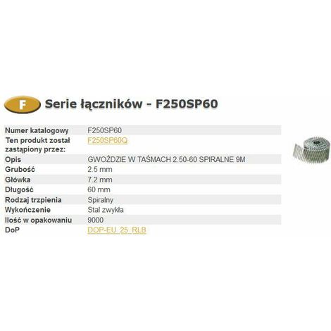 Clous FAC 2,50-60 Spira Q 9m, Bostitch, modèle FAC, haute qualité, idéal pour la fixation dans le bois et les matériaux durs, outil professionnel fiable et durable