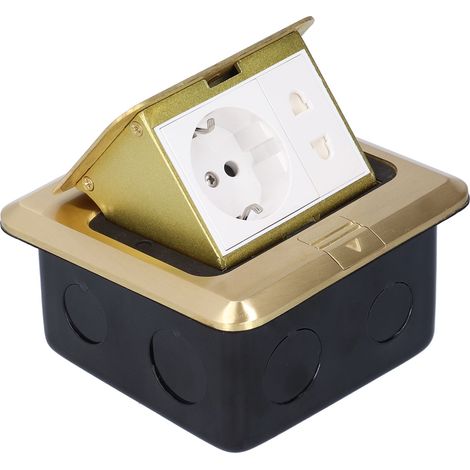 Prise de sol escamotable étanche en laiton, prise électrique AC250V EU 16A avec prise à 2 ports