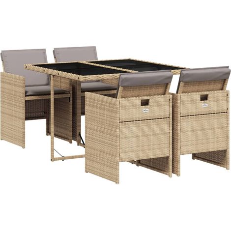 Maison Exclusive - Set comedor de jardín 5 pzas con cojines ratán (1/5)
