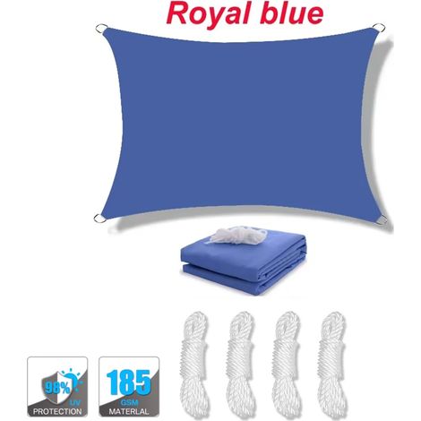 (Bleu royal, 200x200cm) Voile d'ombrage imperméable, protection UV à 95%, haute densité, respirante, convient aux patios, piscines, etc. (1/4)