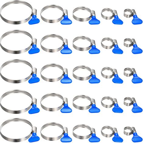 25 Pcs Collier de Serrage Inox, Colliers de Serrage en Acier Inoxydable Réglables 10-70 mm, Colliers de Serrages avec Poignée pour Conduits Aération de Sèche-linge Tuyaux de Gaz Plomberie Automobile (1/5)