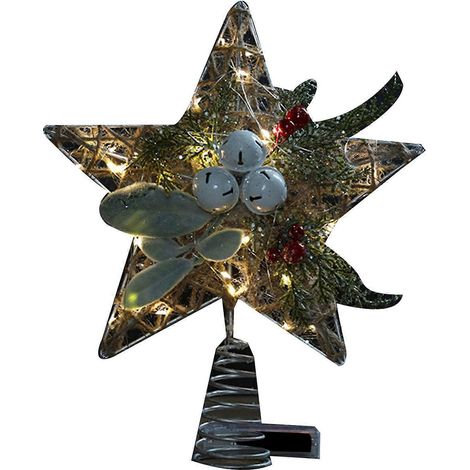 Weihnachtsbaumspitze aus hohlem Eisendraht, Stern mit Glöckchen, mehrfarbig, für die Weihnachtsdekoration im Innenbereich (1/5)