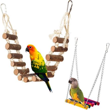 Cage à oiseaux, hamac balançoire, convient aux perroquets, perruches, calopsittes (lot de 2) (1/5)