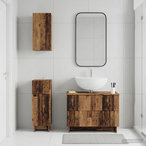 vidaXL 3 Piece Bathroom Cabinet Set EDE Old Wood Engineered Wood (1/5)
