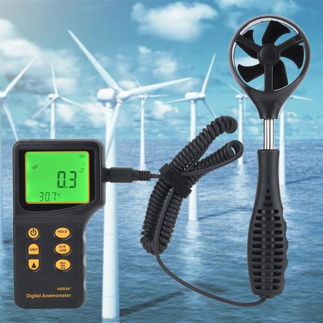 Anémomètre numérique SMART SENSOR AR836+ : mesure de la vitesse du vent, de la température et du débit d'air (0,3-45 m/s). (1/5)