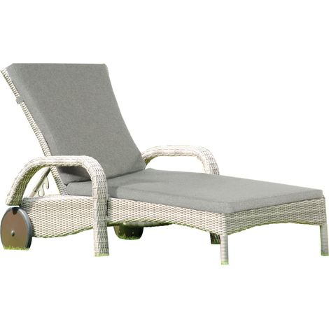 Sonnenpartner Sonnenliege Antigua Aluminium mit Polyrattan white-coral Rollliege mit Auflage