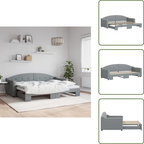 Tagesbett Ausziehbar Hellgrau 80x200 cm Stoff - Sofa - Schlafsofa - Gästebett - Tagesbett - Ausziehbarer Schlafsitz
