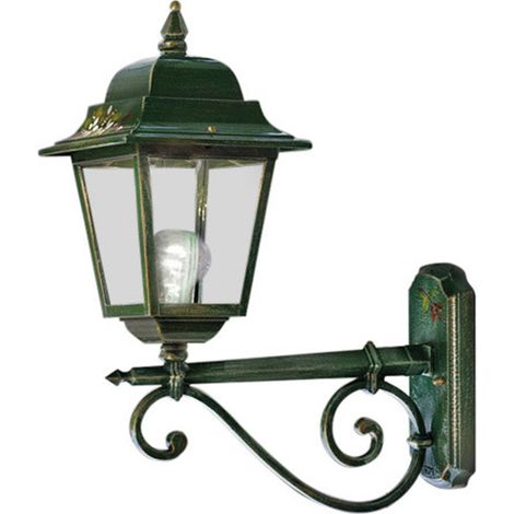 Applique Esterno Classica Gorizia Metallo Ceramica Verde Sfumato Oro 1 Luce E27 (1/4)