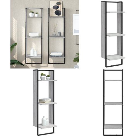 Étagère murale 3 niveaux sonoma gris 30x25x100 cm - Étagère Murale - Étagère Flottante - Rangement Mural - Étagère Design - Décoration Murale - Home & Living (1/5)