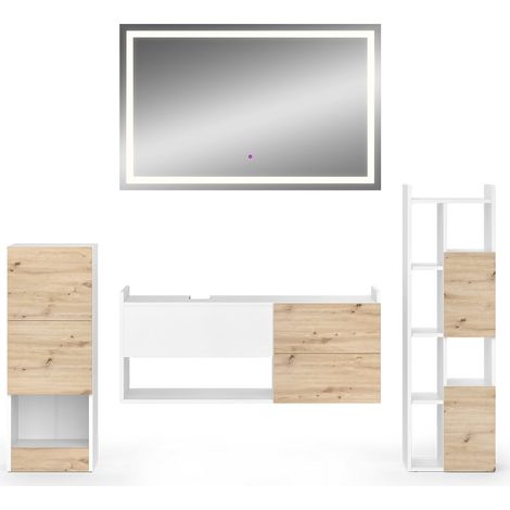 Conjunto de muebles de baño Alf, Blanco, 4 piezas, Vicco