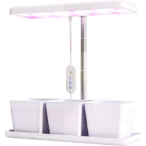 Lámpara LED para plantas 10 W, espectro completo, 3 macetas, regulable, blanca MODENUIT (1/5)