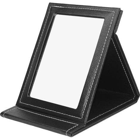 Miroir de voyage pliable en cuir avec support réglable (rose) (1/5)