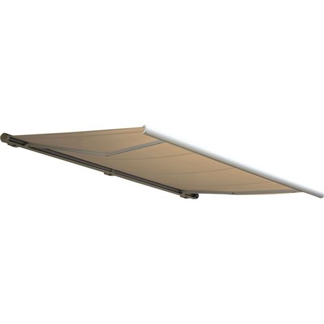 Elektrische Kassettenmarkise HHG-606, Markise Vollkassette 6x3m Polyester creme, Rahmen weiß