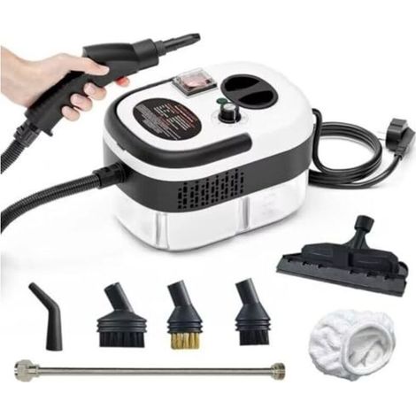 Nettoyeur vapeur portable haute température et pression 2500 W pour climatiseurs, hottes de cuisine, nettoyage de voitures et de sols (blanc) (1/5)