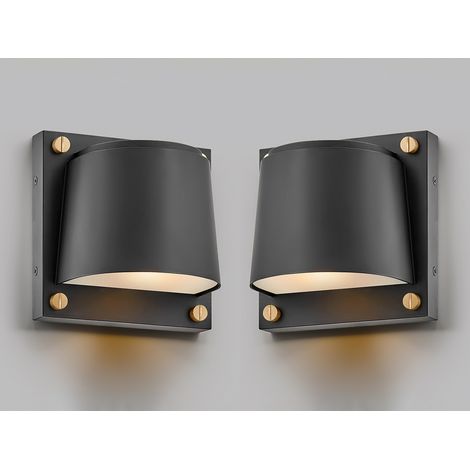 2er Set LED Außenwandleuchten Downlight Schwarz, Höhe 16,5cm (1/5)