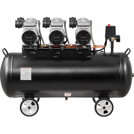 Compresseur d'air 100L, 3KW sans huile, 198 L/min à 6,2 bar, max 8 bar, sur roues pour réparation auto, gonflage, peinture, clouage. (1/5)