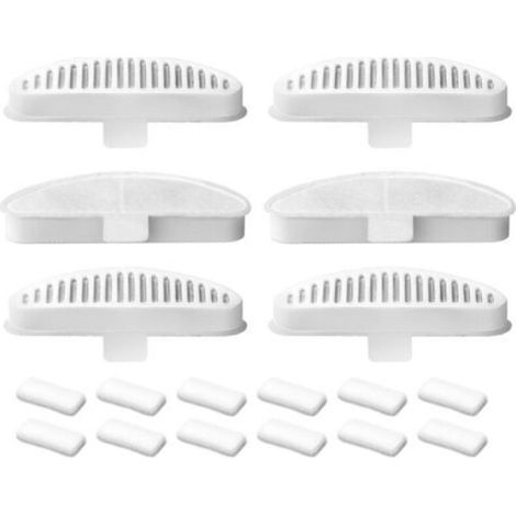 Confezione da 6 filtri di ricambio e confezione da 12 spugne filtranti per fontanelle automatiche senza fili da 2 litri per animali domestici.