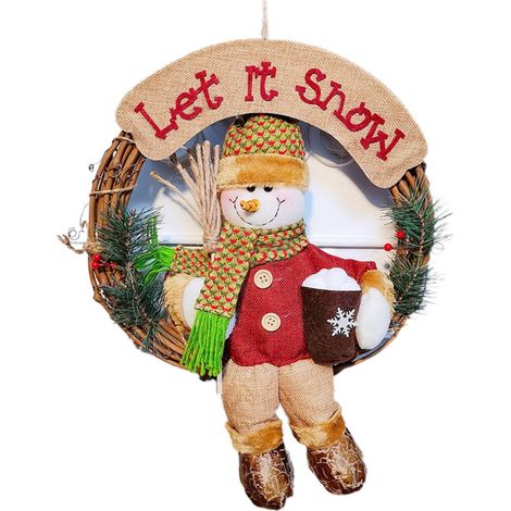 Support Pour Couronne De Porte - Bois Massif Et Rotin - Pour Décoration De Noël Et Fêtes - 35 Cm - 1 Pièce (1/5)