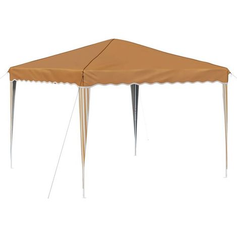Tente de réception portable, mesurant 288 x 288 x 245 cm, en tissu Oxford beige. (1/5)