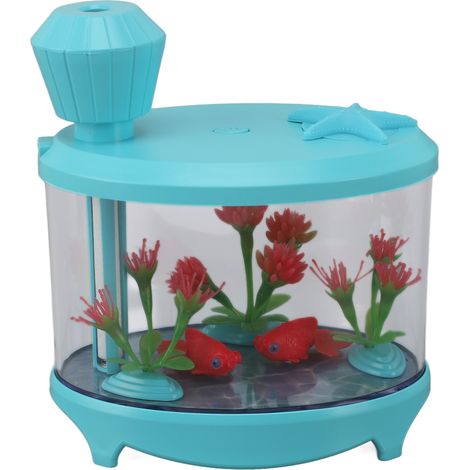 Humidificateur miniature pour aquarium, à ultrasons, USB, silencieux, pour huiles essentielles et aromathérapie. Idéal pour voiture, chambre ou bureau (bleu).