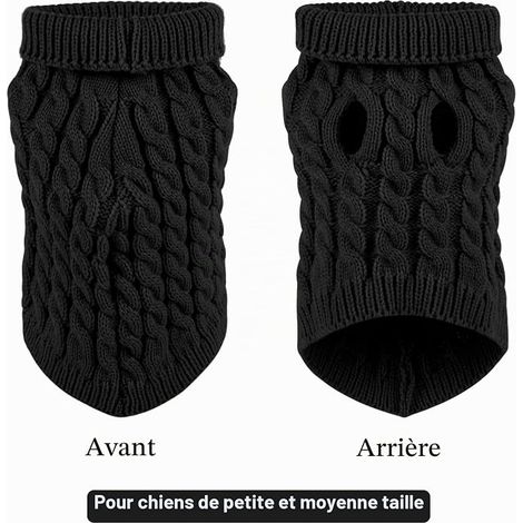 Dog Turtleneck Knitted Sweater Coat Winter Warmer Thickening Pullover Knitwear Crochet Clothes for Small Medium Large Dog Puppy Cat M Black (1/4)