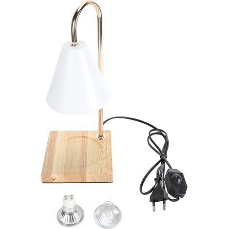 Ortviai Lampe chauffe-cire réglable avec socle en chêne – Blanc, 220 V, pour salon, chambre ou bureau (1/5)