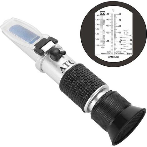 Petit réfractomètre de liquide de refroidissement antigel portable 4-en-1 pratique pour système antigel automobile, acide de batterie et liquide de lave-glace