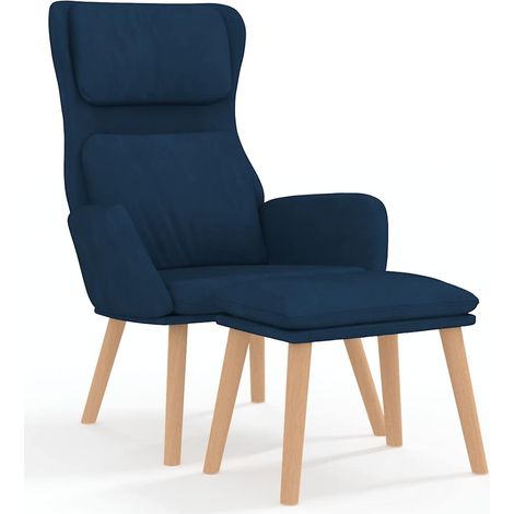 Maison Exclusive - Relaxsessel mit Hocker Blau Samt (1/5)