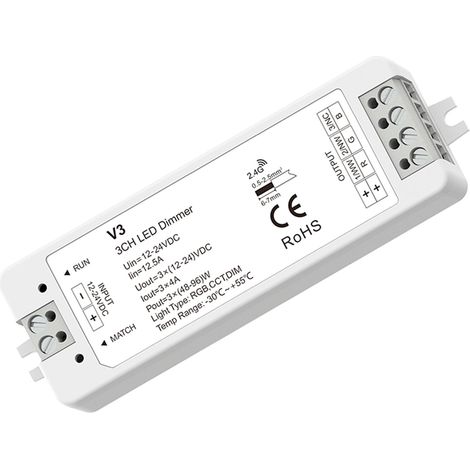 Controlador Monocolor / CCT / RGB 12-24V DC - 3 Canales - (1/2)