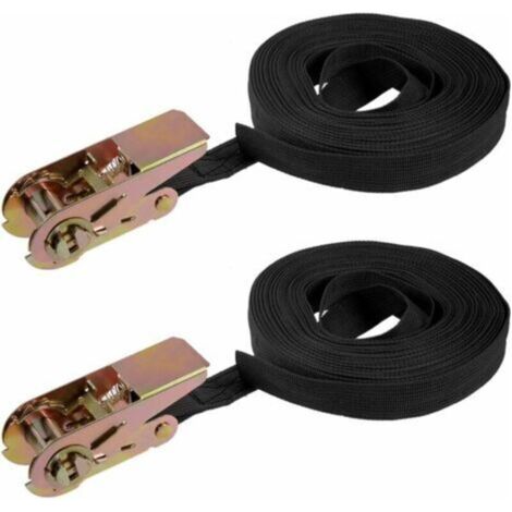 Sangle arrimage cliquet Sangles Cargo 10mx25mm 250kg Charge Travail 2Pcs (1/4)