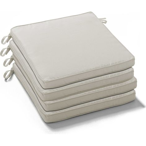 Lot de 4 galettes de chaise polyester 40x40x3 cm beige