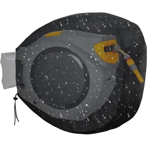 Housse de protection imperméable pour enrouleur de tuyau d'arrosage mural, 55 x 55 x 30 cm, noire, tissu Oxford 420D, protection UV, anti-poussière, avec sac de rangement (1/5)