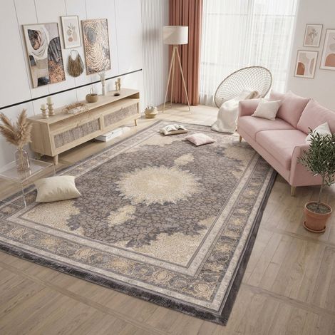 Tapis persan Atousa - 300x200cm, Rectangular - 100% Acrylique - Tissé - Gris