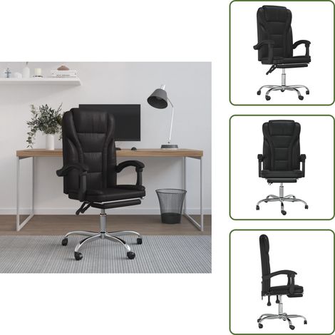 The Living Store Silla de oficina reclinable cuero sintético negro - Silla de oficina cuero sintético