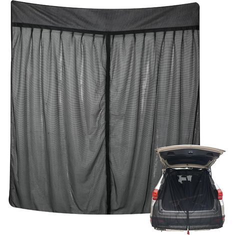 165x165cm Couverture de Porte d'Aile Grande Taille,Moustiquaire pour Porte Arrière de Camionnette ,Moustiquaire Magnétique en Maille Noire,pour Voiture,Camping,Van,Camping Car (1/5)
