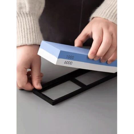NALOOKAMIC Pierre à Aiguiser 1000/6000 , Aiguiseur de Couteau Professionnel 2-en-1 Pierre à Affûter Double-Face avec Base en Silicone Antidérapant et Guide d'Angle (1/3)