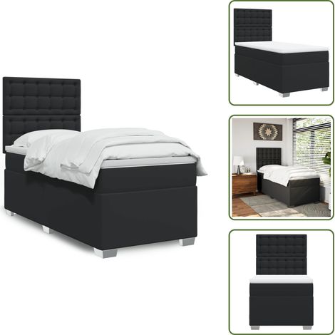Testiera regolabile - vidaXL Giroletto a Molle con Materasso Nero 90x200 cm in Similpelle - Coprimaterasso