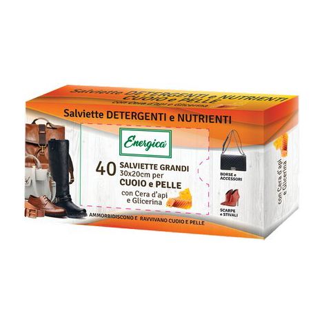 Salviette Detergenti Cuoio e Finimenti Energica 40 Pezzi