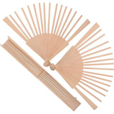 Cadre de ventilateur pliant bois 3pcs 23cm 16 baleines pour projets scolaires et fêtes, matériel DIY pliage lisse style ancien (1/5)