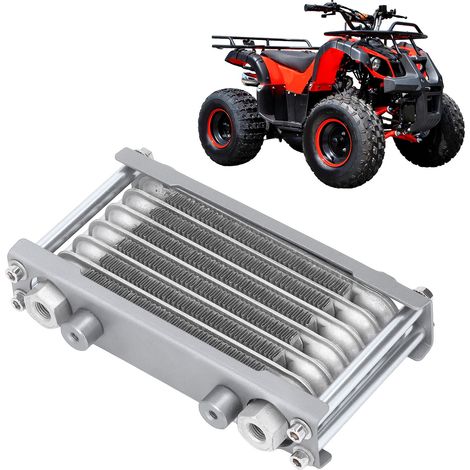 Ölkühler aus Aluminium + Montagesatz, geeignet für Motorräder, Geländefahrzeuge und Quads von 50 bis 250 cm³, silberfarben. (1/5)