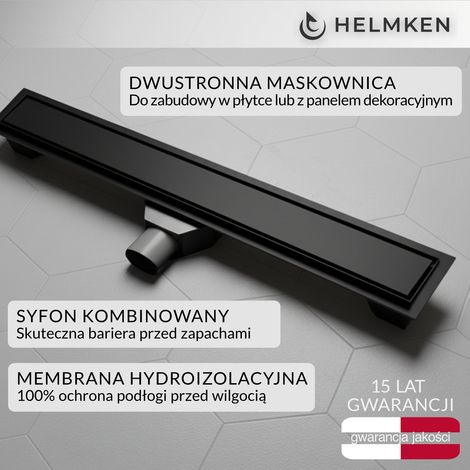 Desagüe lineal Helmken 37201802, 800x70 mm, negro mate. (1/5)