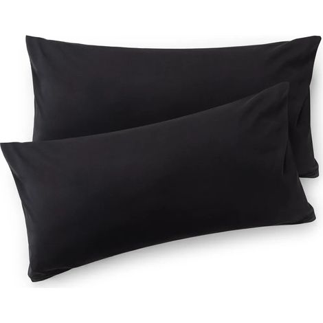 Taies d'oreiller Blumtal 50 x 70 cm (lot de 2) - Noires - 100 % jersey de coton avec fermeture éclair (1/5)