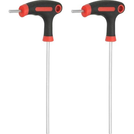 2Pcs Clé Hexagonale À Poignée En T 3mm Métrique Cr-V Rouge Noir (1/5)
