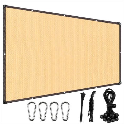 (Beige, avec cordon élastique, 2x3M) Tissu d'ombrage, taux d'ombrage de 70%, avec bords ourlés et boutonnières, convient aux plantes de pergola. (1/5)
