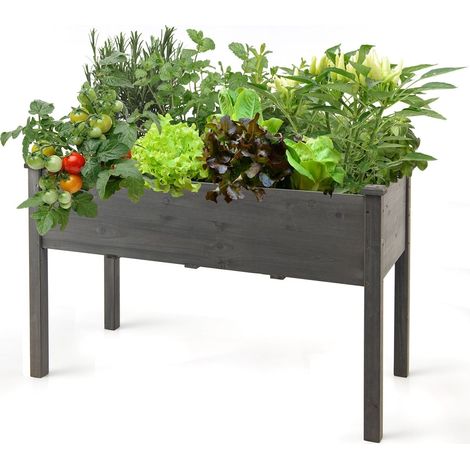 Jardinière surélevée, grand bac à fleurs en bois, 125 x 59 x 76 cm