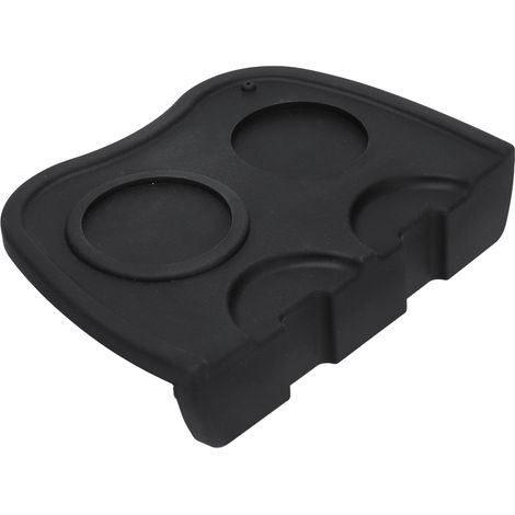 Tapis de tassement à café en silicone noir souple et flexible, double trou, résistant à la chaleur et durable. (1/5)