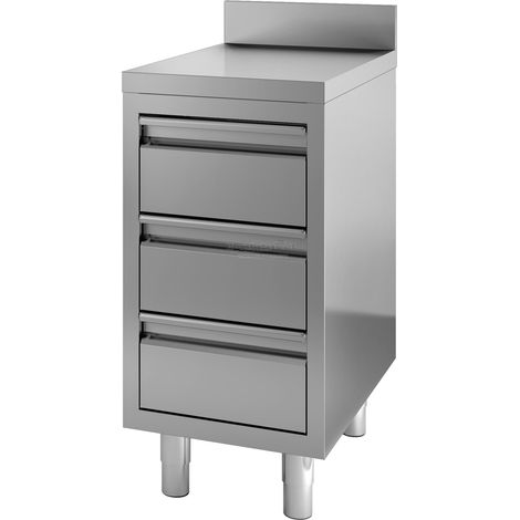 Caisson Inox à Tiroirs Avec Dosseret - Profondeur 700 - Combisteel (1/2)